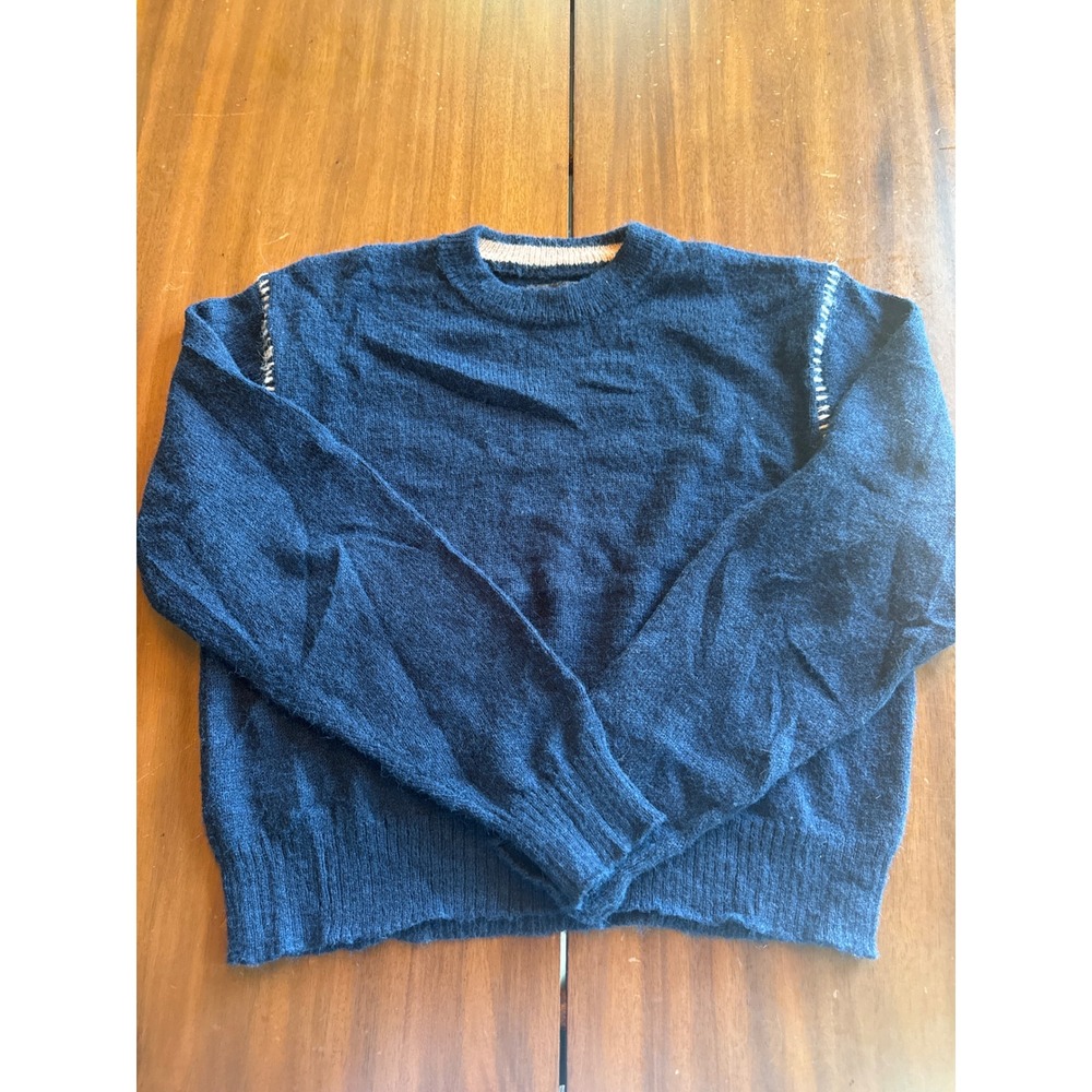 Urban Outfitters Navy Blue Crewneck Sweater Contrast Stitching Mens Medium